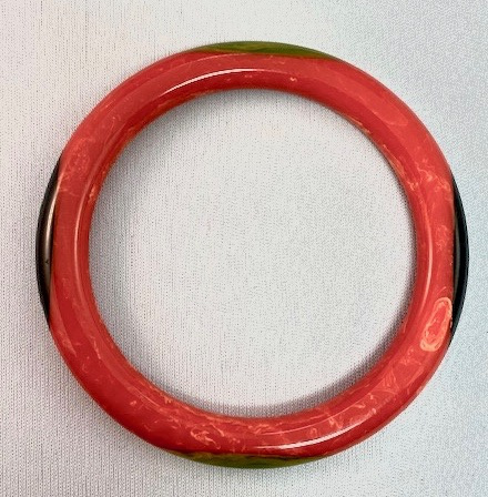 SZ8 Shultz marbled orange red tube bangle/oval dots